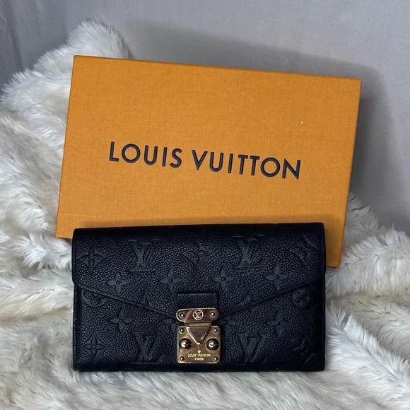 Louis Vuitton Black Monogram Empreinte Envelope Wallet with Gold Hardware - Picture 1 of 8
